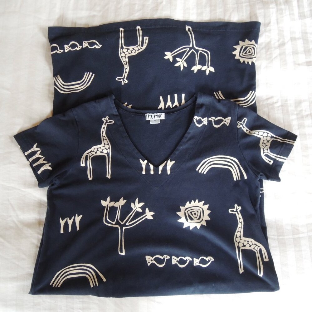 M. Mac Black & Cream Animal & Nature Print Dress M